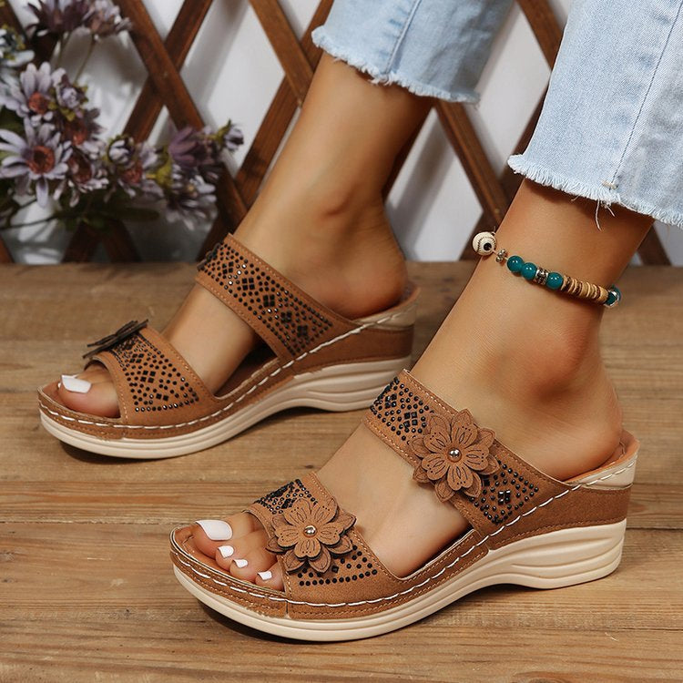 Women's Summer Outdoor Casual Comfortable Plus-Size Floral Sandals