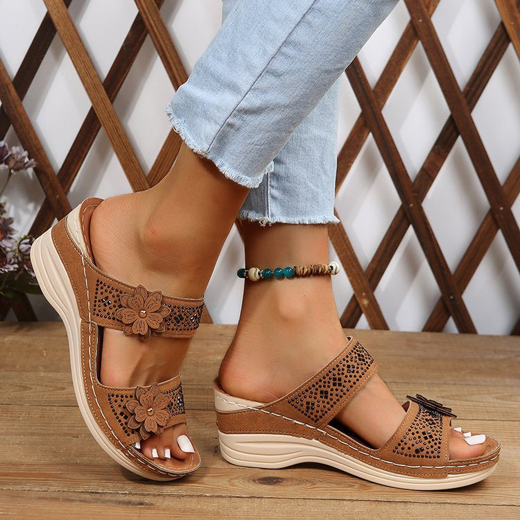 Women's Summer Outdoor Casual Comfortable Plus-Size Floral Sandals