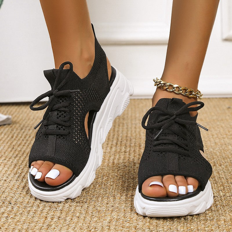 Women's Summer Fly-Knit Platform Wedge Sandals