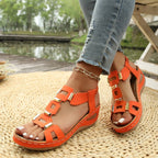 Summer new style metal decorated large size wedge sandals