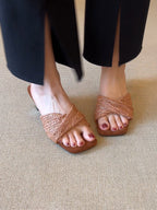 Autumn women's new braided square toe commuter shoes