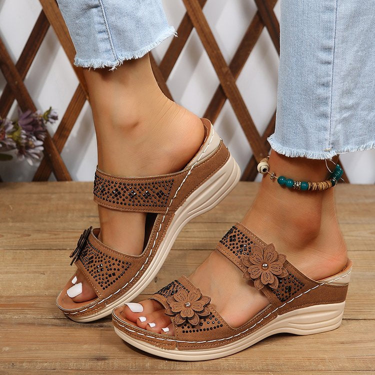 Women's Summer Outdoor Casual Comfortable Plus-Size Floral Sandals