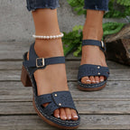 2026 retro style hollow pattern high heel buckle sandals