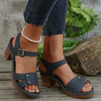 2026 retro style hollow pattern high heel buckle sandals